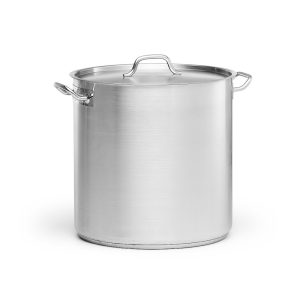 Kittel hög 50L  med lock rostfritt stål, Patina