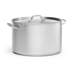 Kittel låg 44L/45cm inkl lock rostfritt stål, Patina