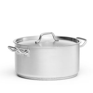 Kittel låg 19L 36cm med lock rostfritt stål, Patina