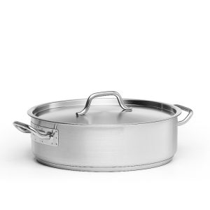 Kittel låg 11L 32cm med lock rostfritt stål, Patina